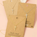 Gold Dipped Cz Pave Cross Pendant Necklace