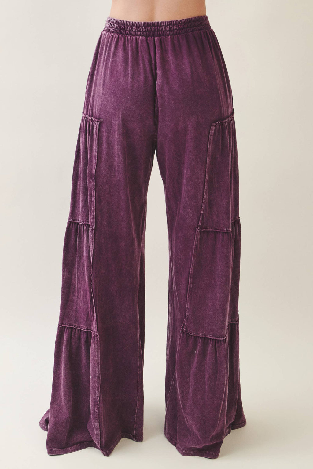 Mineral Washed Tiered Wide Leg Pants HP5033P1