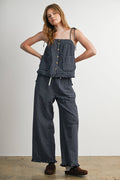 Plaid Tie Shoulder Tank Top-BMT8424