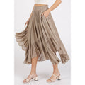 HANDKERCHIEF HEM ELASTIC WAIST POCKET MIDI SKIRT