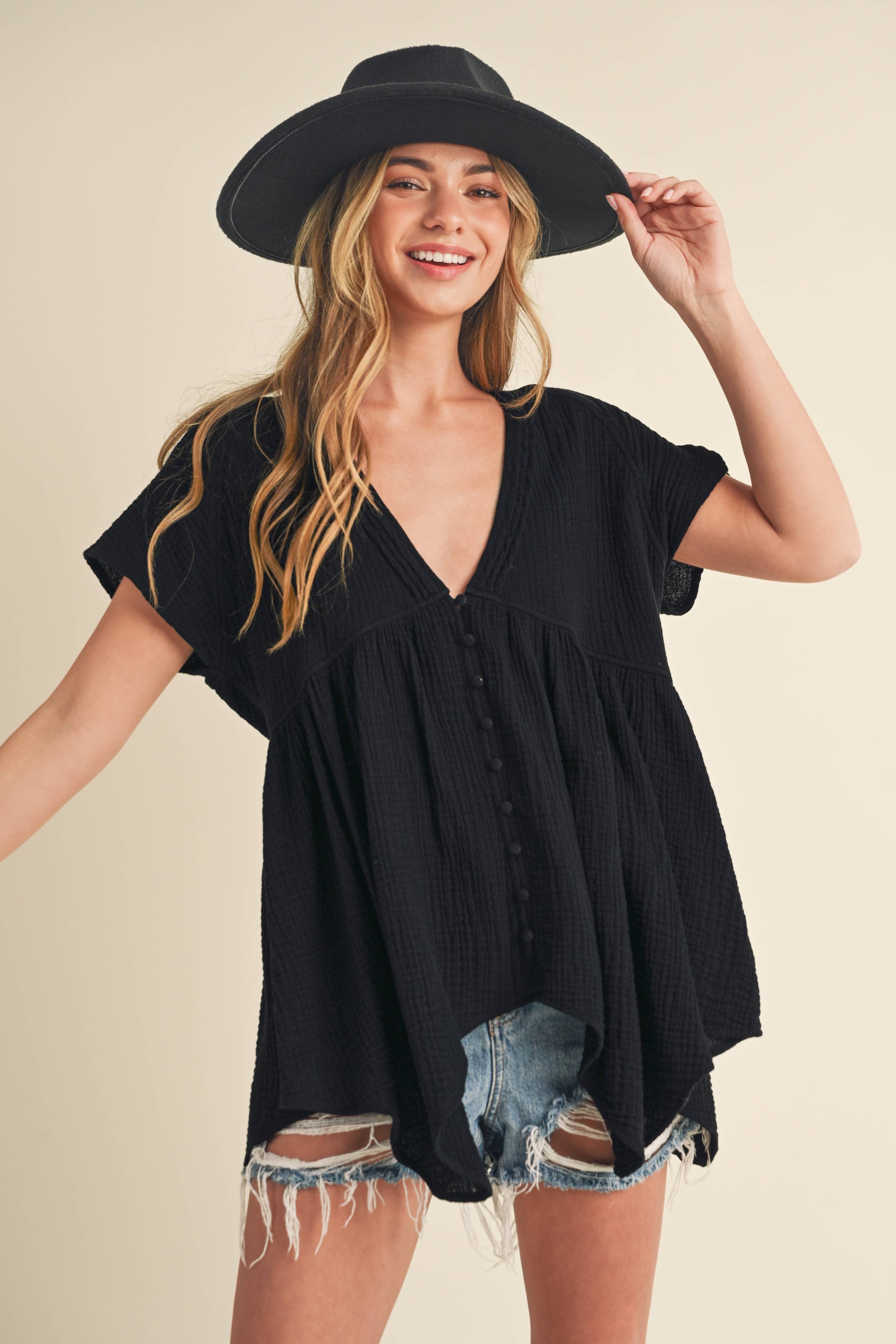 8275DD Florise Button Down Blouse