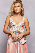 A-body Flared Fit Double Gauze Floral Embroidery Sleeveless