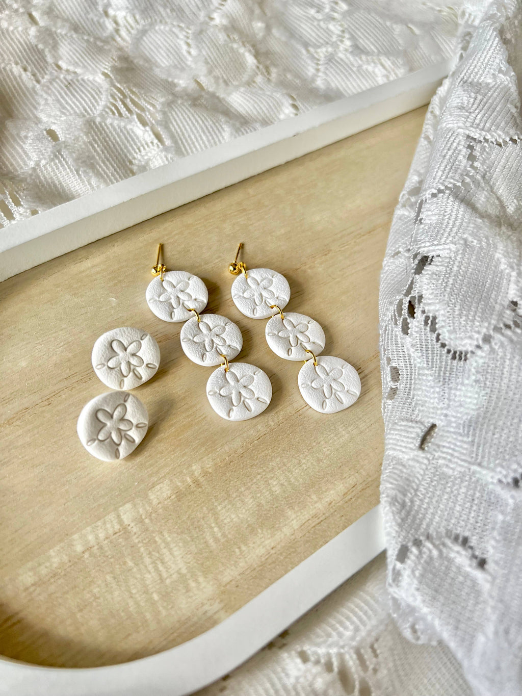 Sand Dollar Clay Earrings
