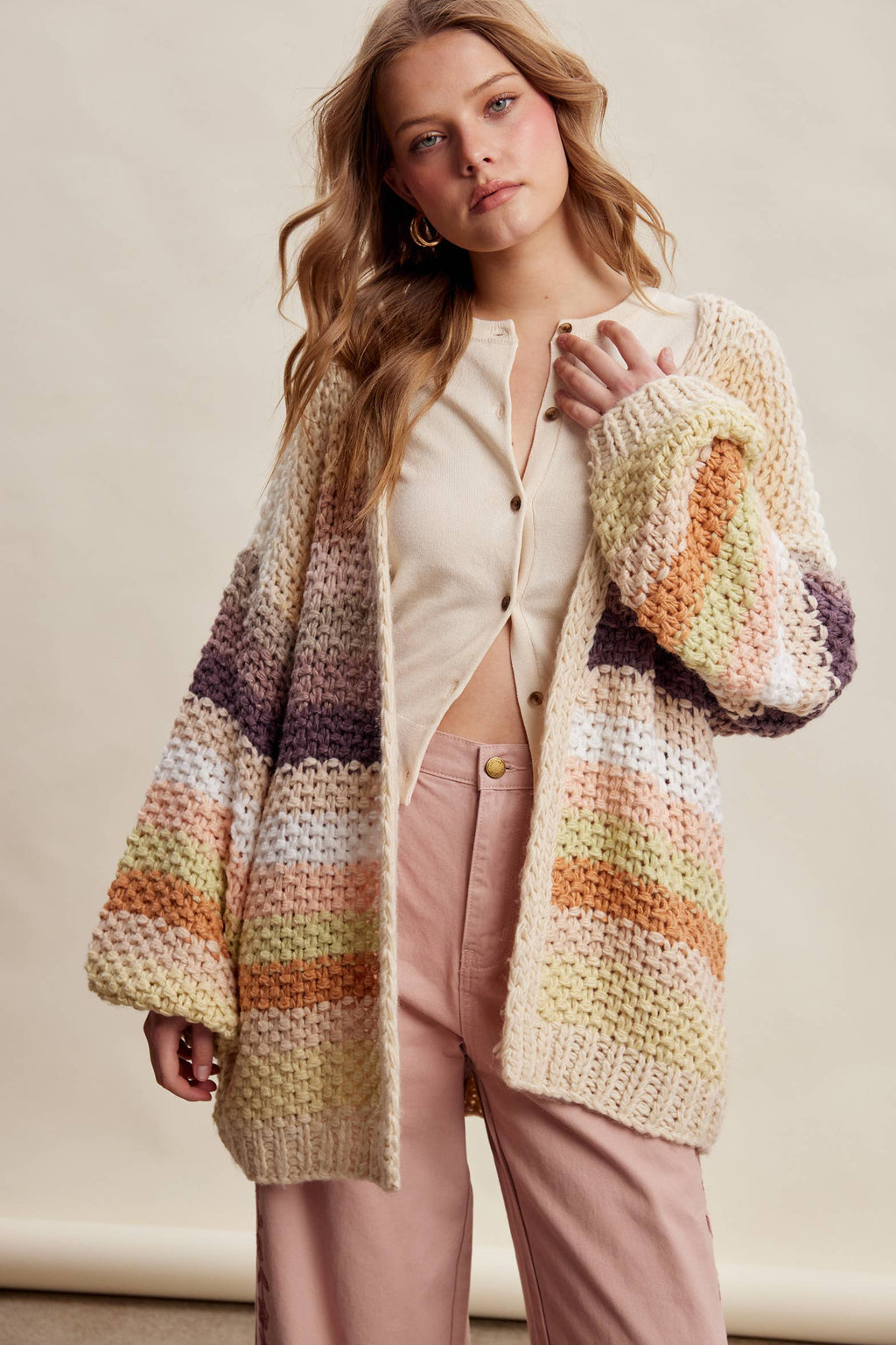 Rainbow Hand-Crochet Open Cardigan LSW0620