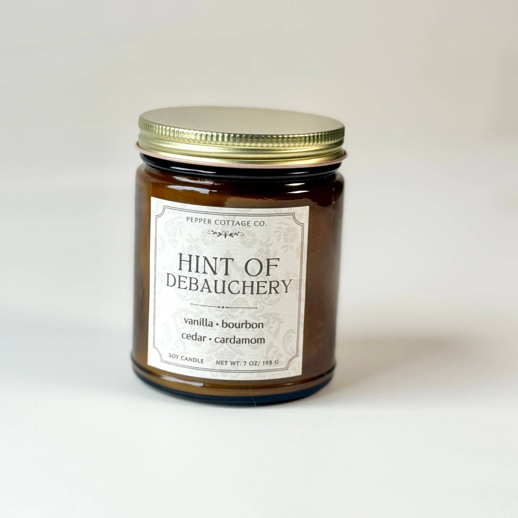 Hint of Debauchery- Vanilla,Bourbon, Cedar, Leather, Vanilla 7 oz Soy Fall Candle