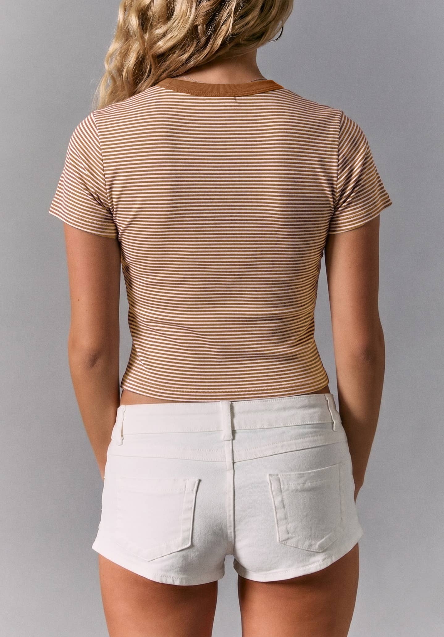 ROUND NECK SHORT SLEEVE STRIPE TOP