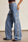 Embroidered Floral Denim Jeans LP0287