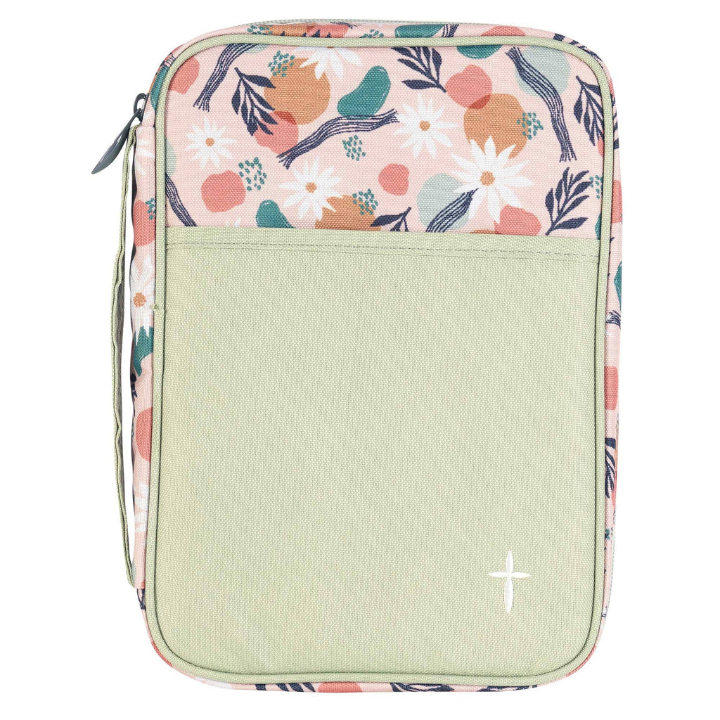 Bible Cover Floral With Cross Large