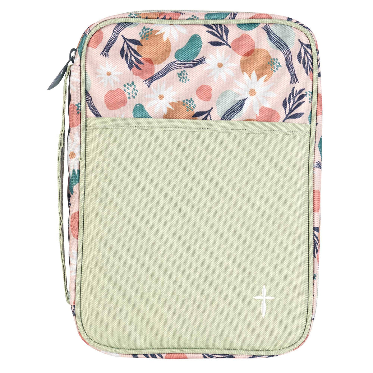 Bible Cover Floral With Cross Large