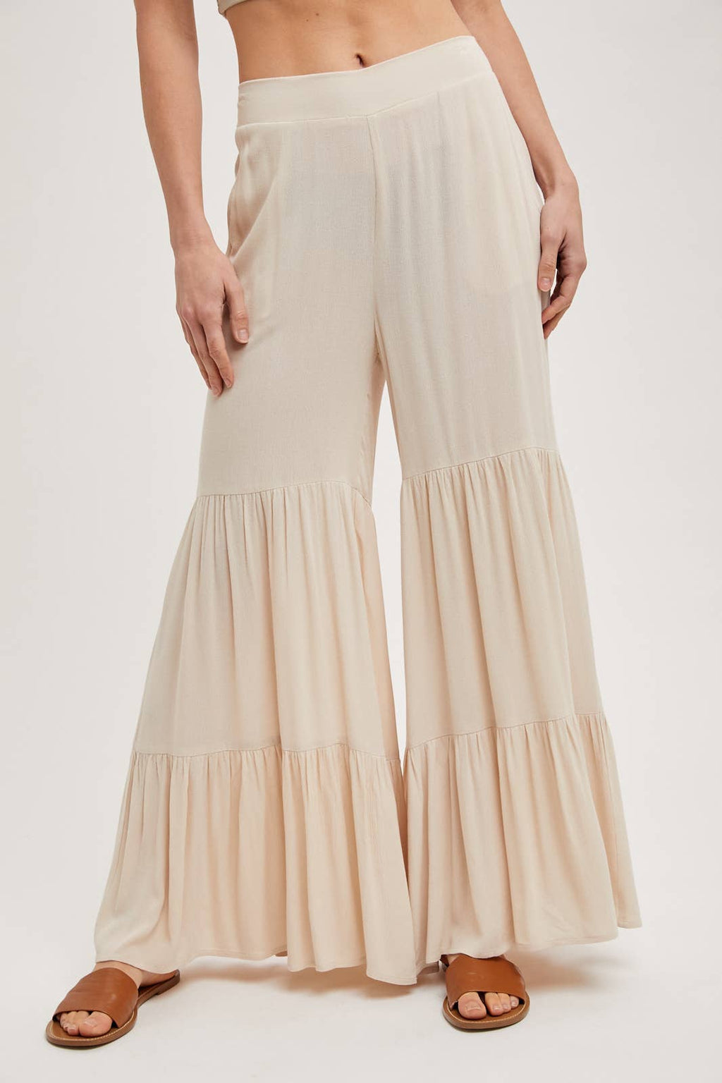 TIERED WIDE LEG PANTS NO LINING