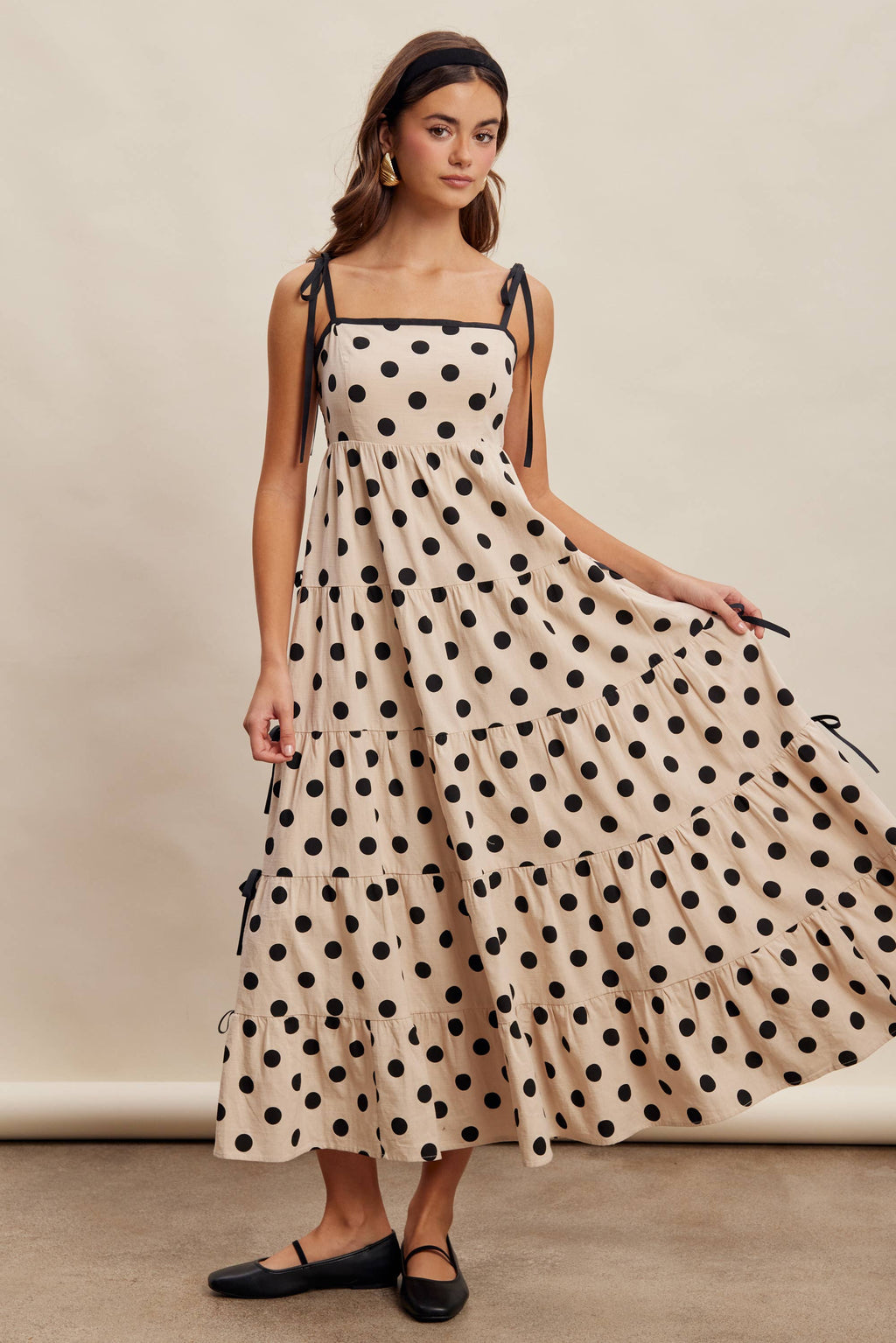 Polka Dot Tiered Maxi Dress LD1634