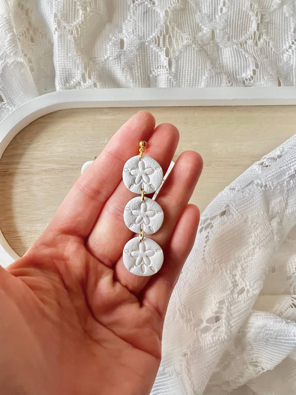 Sand Dollar Clay Earrings