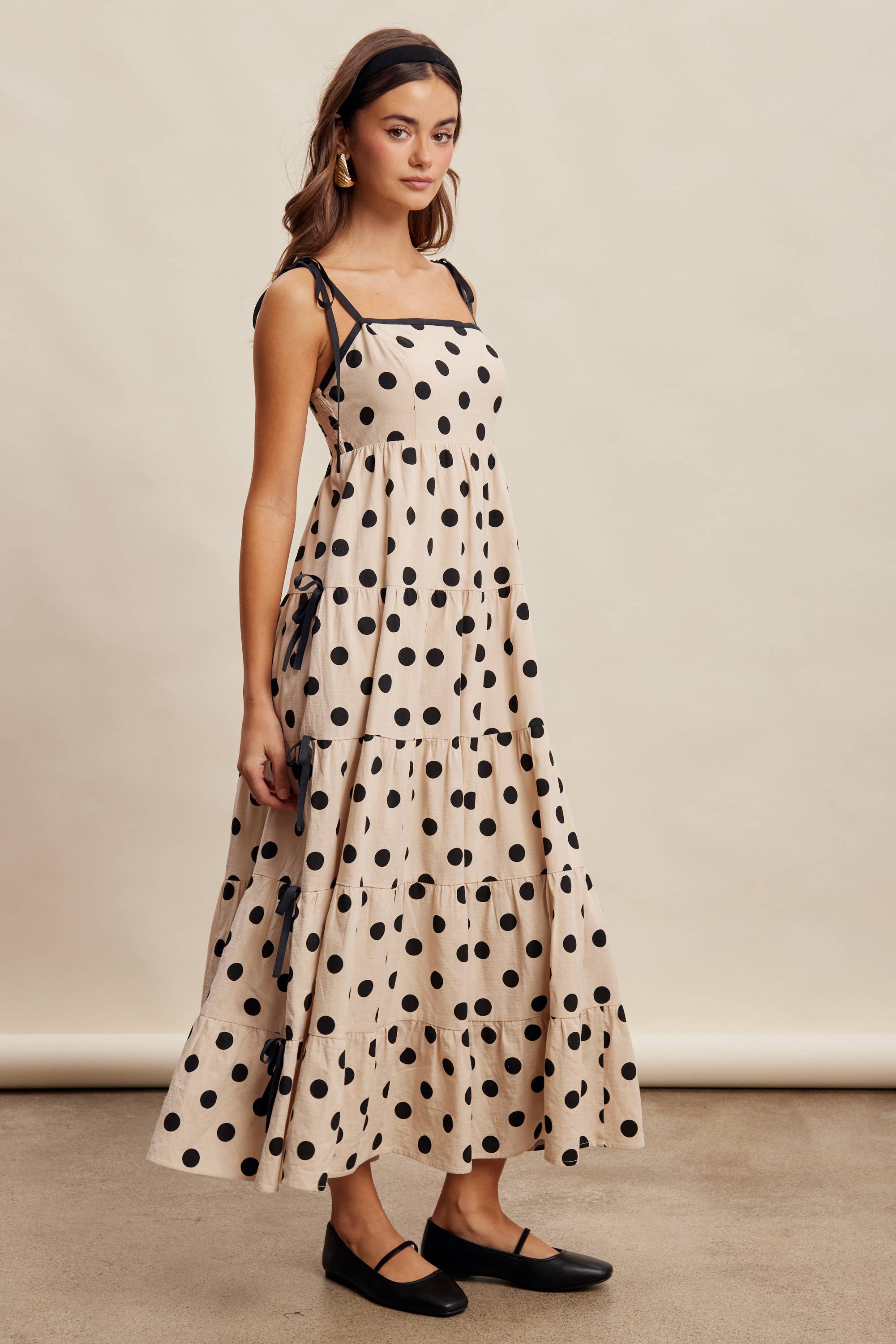 Polka Dot Tiered Maxi Dress LD1634