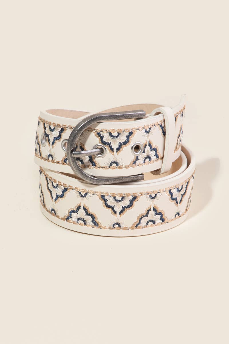 Embroidered Flower Decor Belt