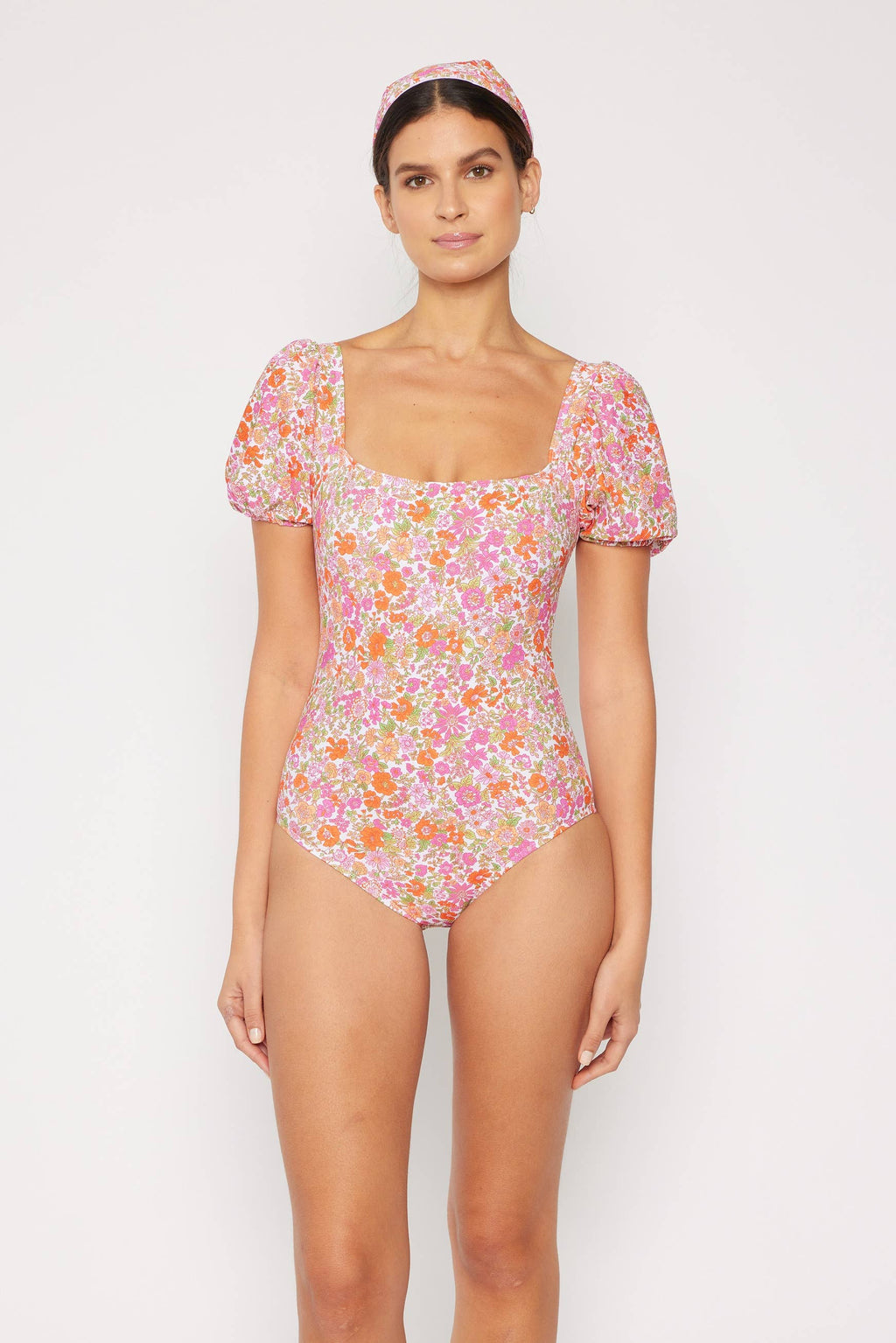 Puff sleeve 1pc-F1816_Small Flowers Pink