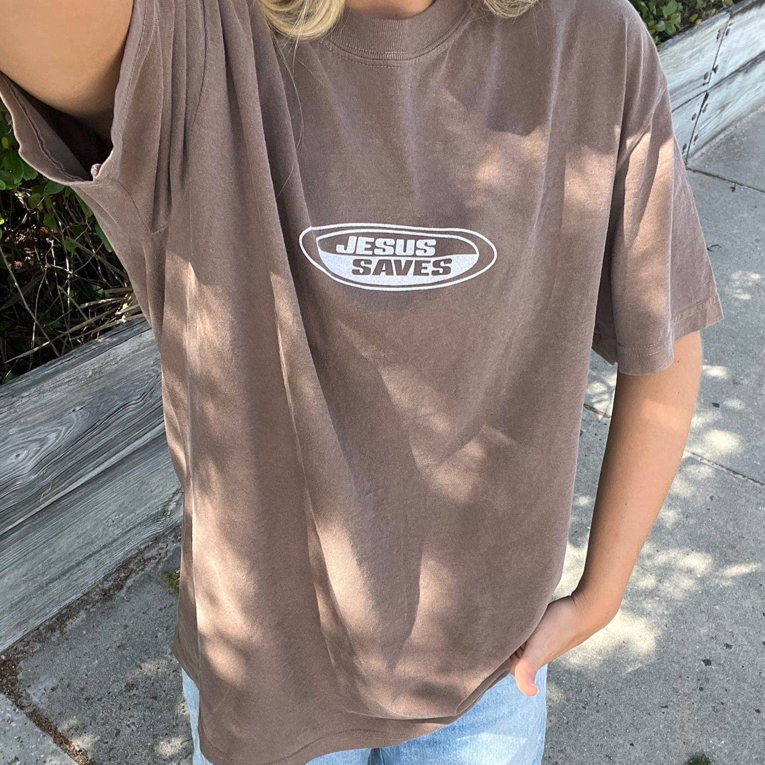 NEW! | "JESUS SAVES" PREMIUM COMFORT COLOR TEE | ESPRESSO