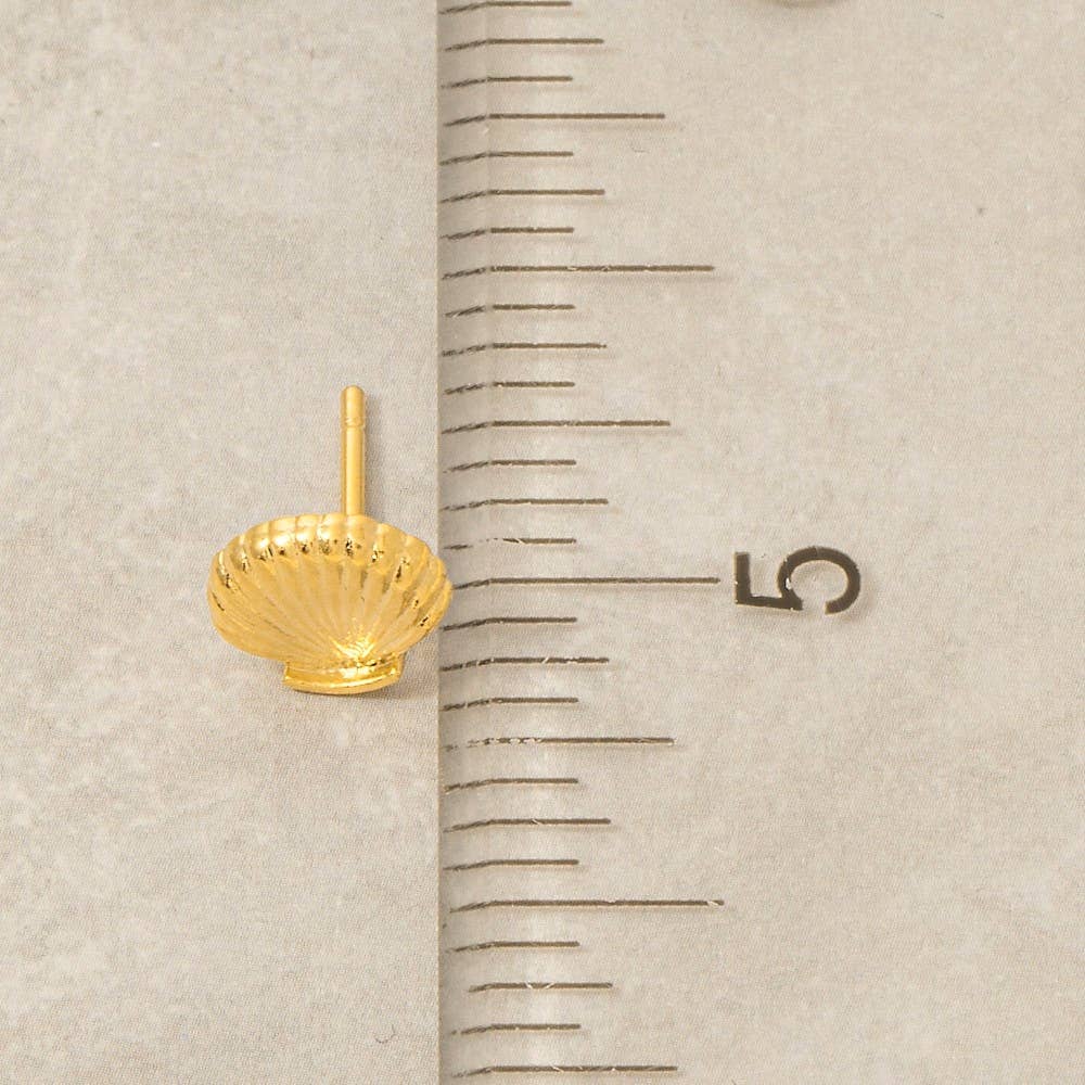 Gold Dipped Clam Shell Stud Earrings