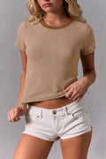 ROUND NECK SHORT SLEEVE STRIPE TOP