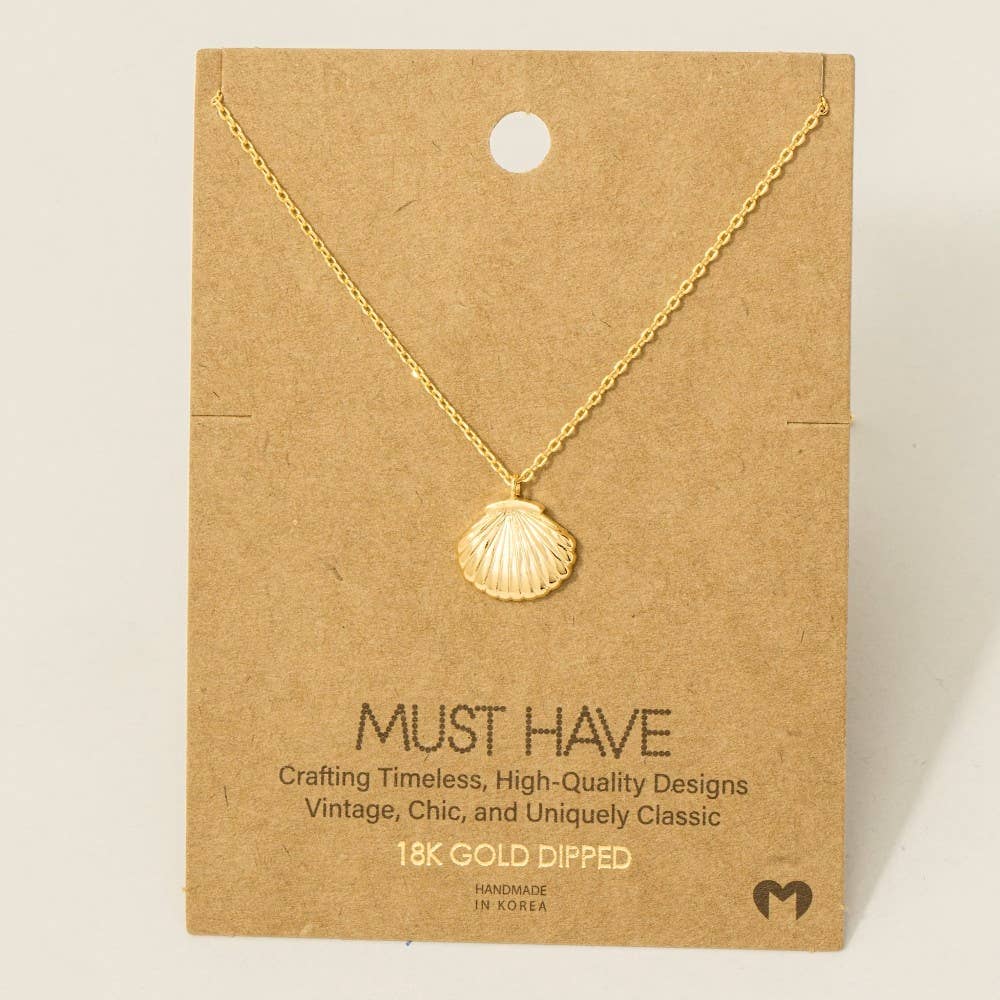 Gold Dipped Clam Shell Pendant Necklace