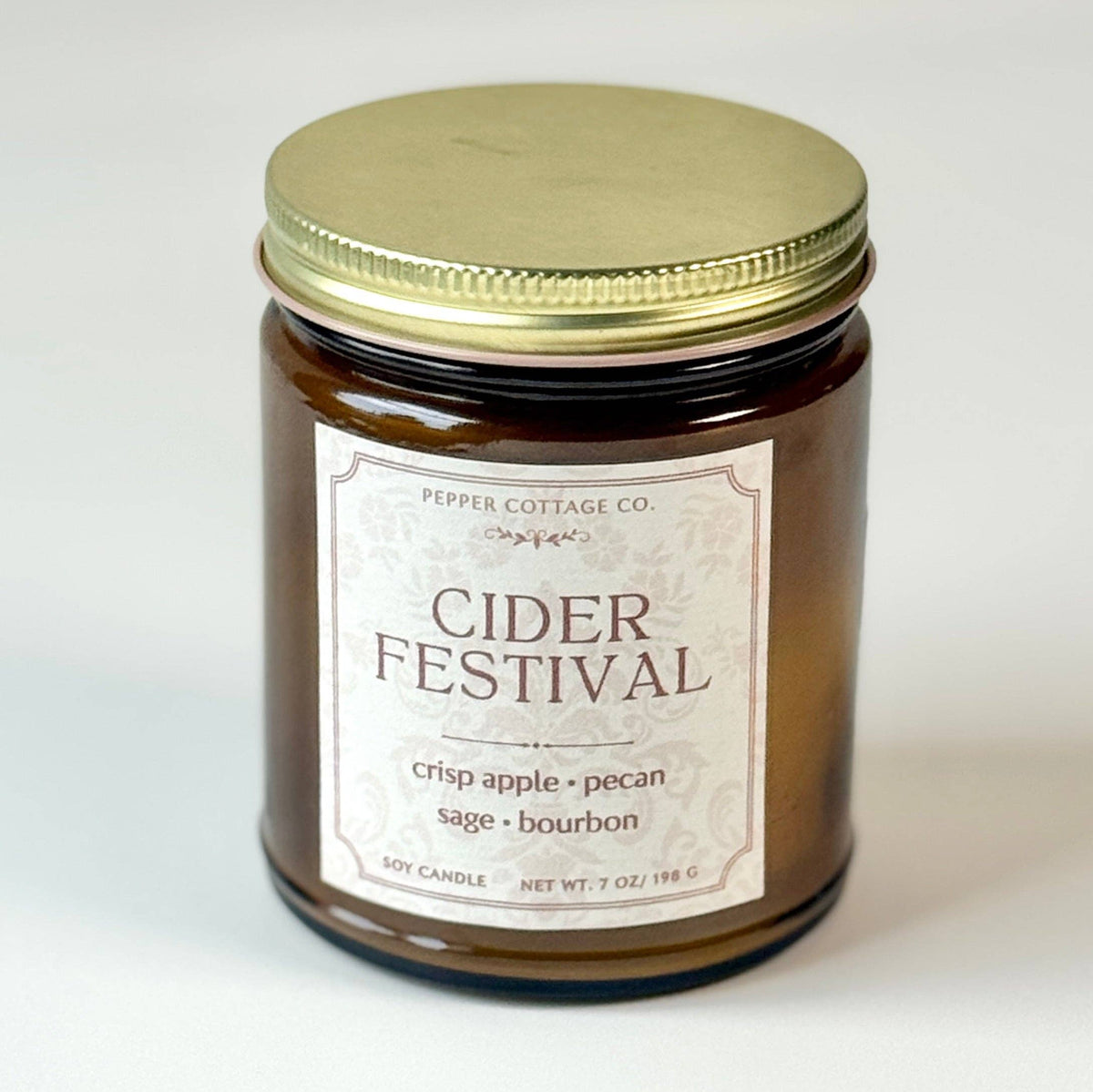 Cider Festival - Apple, Pecan, Bourbon, Sage 7 oz Soy Fall Candle