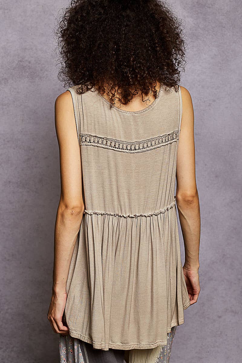 Sleeveless Loose Fit V-Neck Babydoll Casual Knit Top