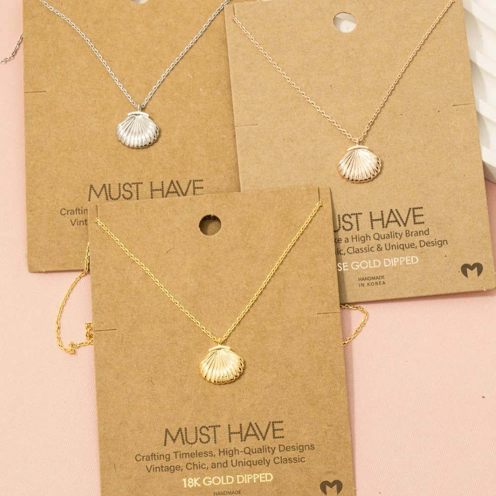 Gold Dipped Clam Shell Pendant Necklace
