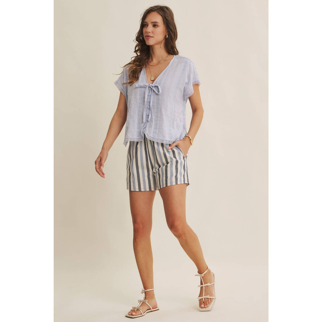 LACE WANDERLUST RELAXED BUTTON-DOWN BLOUSE WITH DOLMAN SLVS