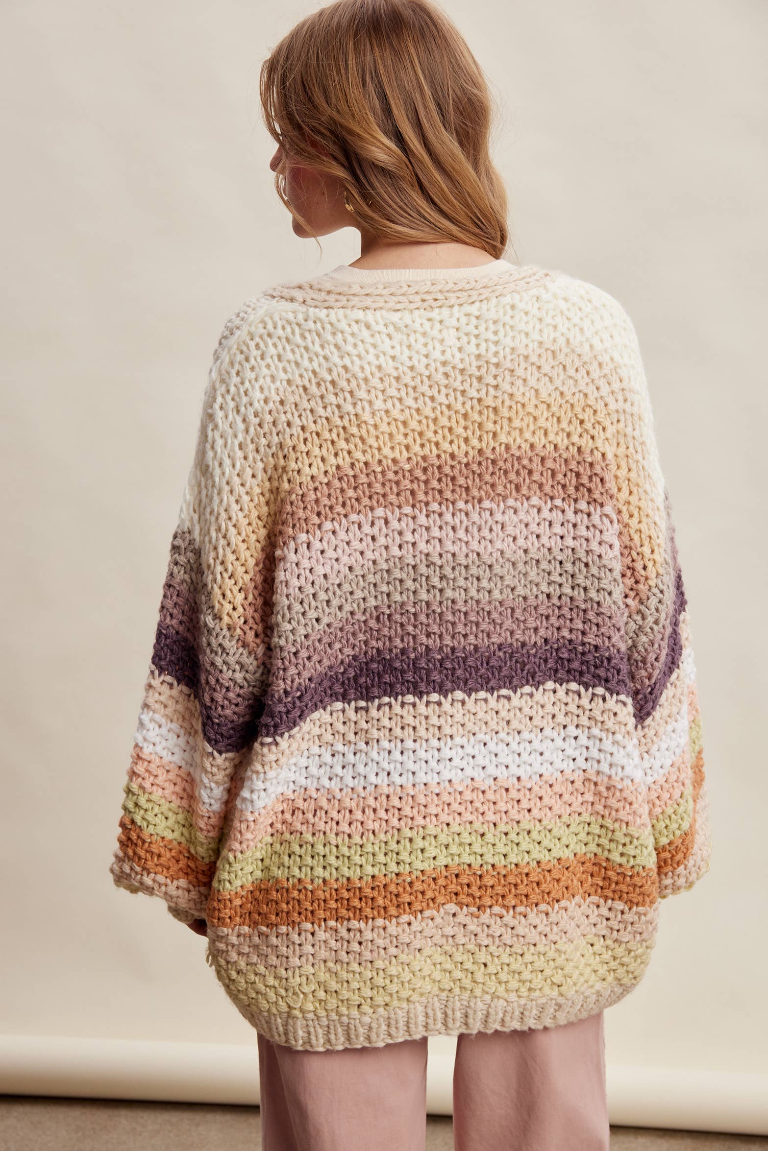 Rainbow Hand-Crochet Open Cardigan LSW0620