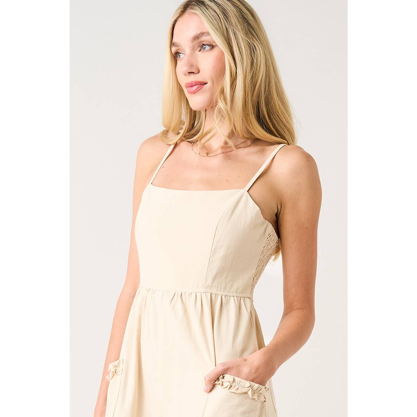 RUFFLE HEM WIDE LEG SLEEVELESS JUMPSUIT