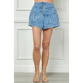 Tiered Denim Shorts with Front Buttons