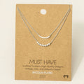 Layered Rhinestone Curved Bar Necklace