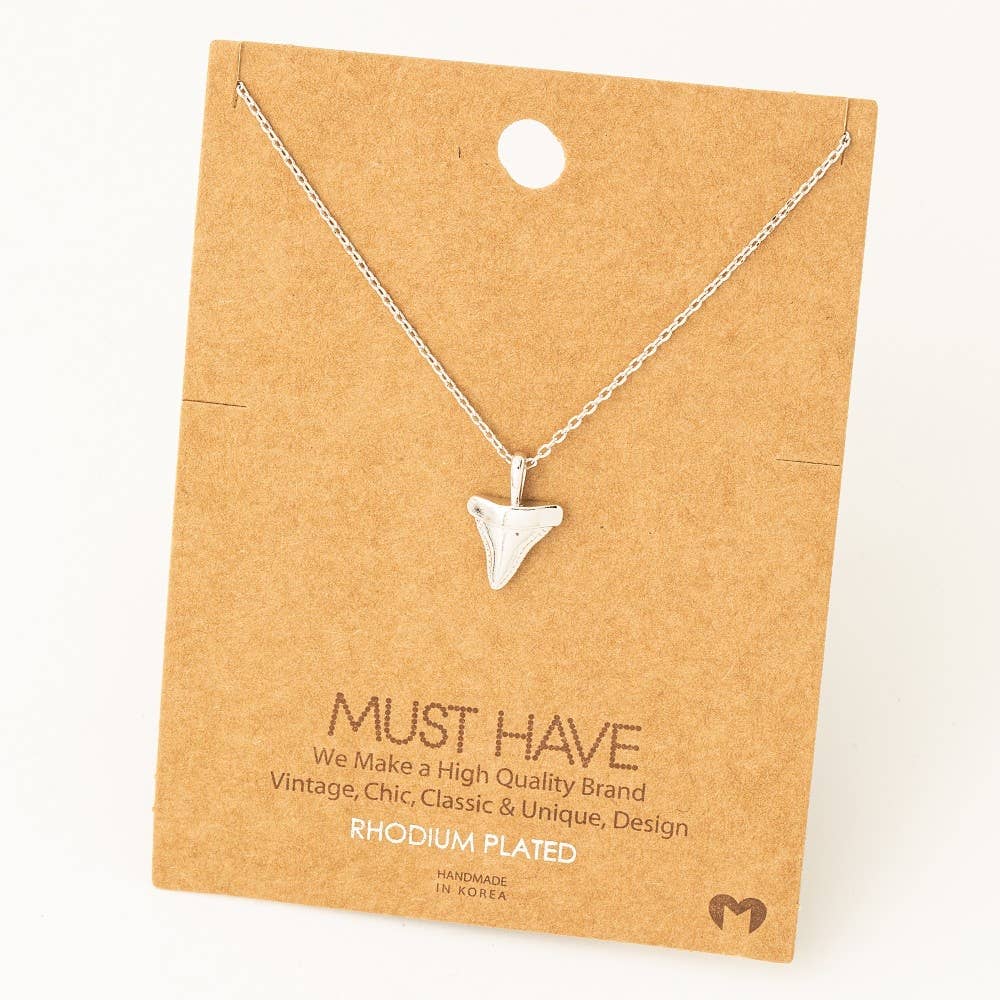 Gold Dipped Shark Tooth Pendant Necklace