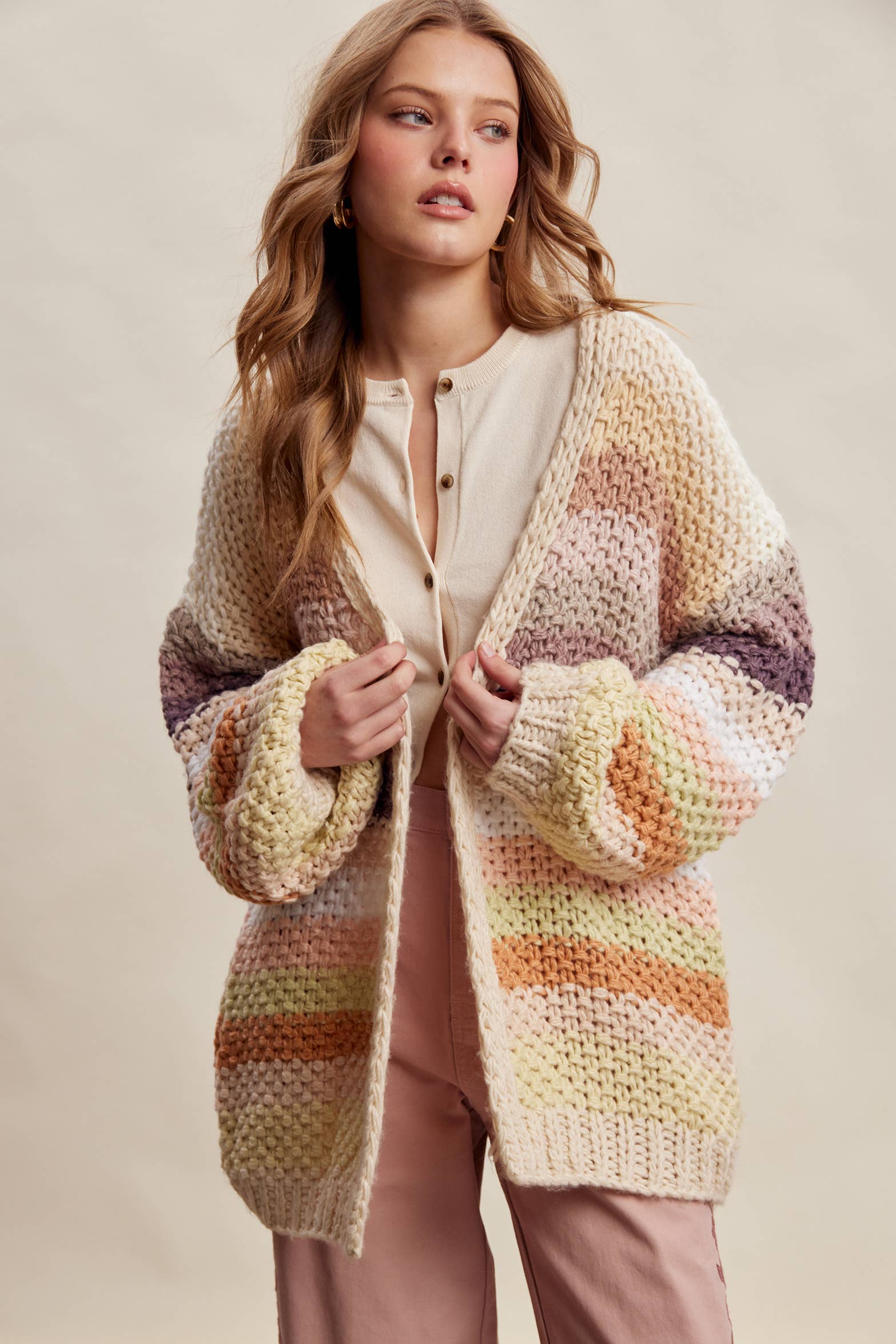 Rainbow Hand-Crochet Open Cardigan LSW0620
