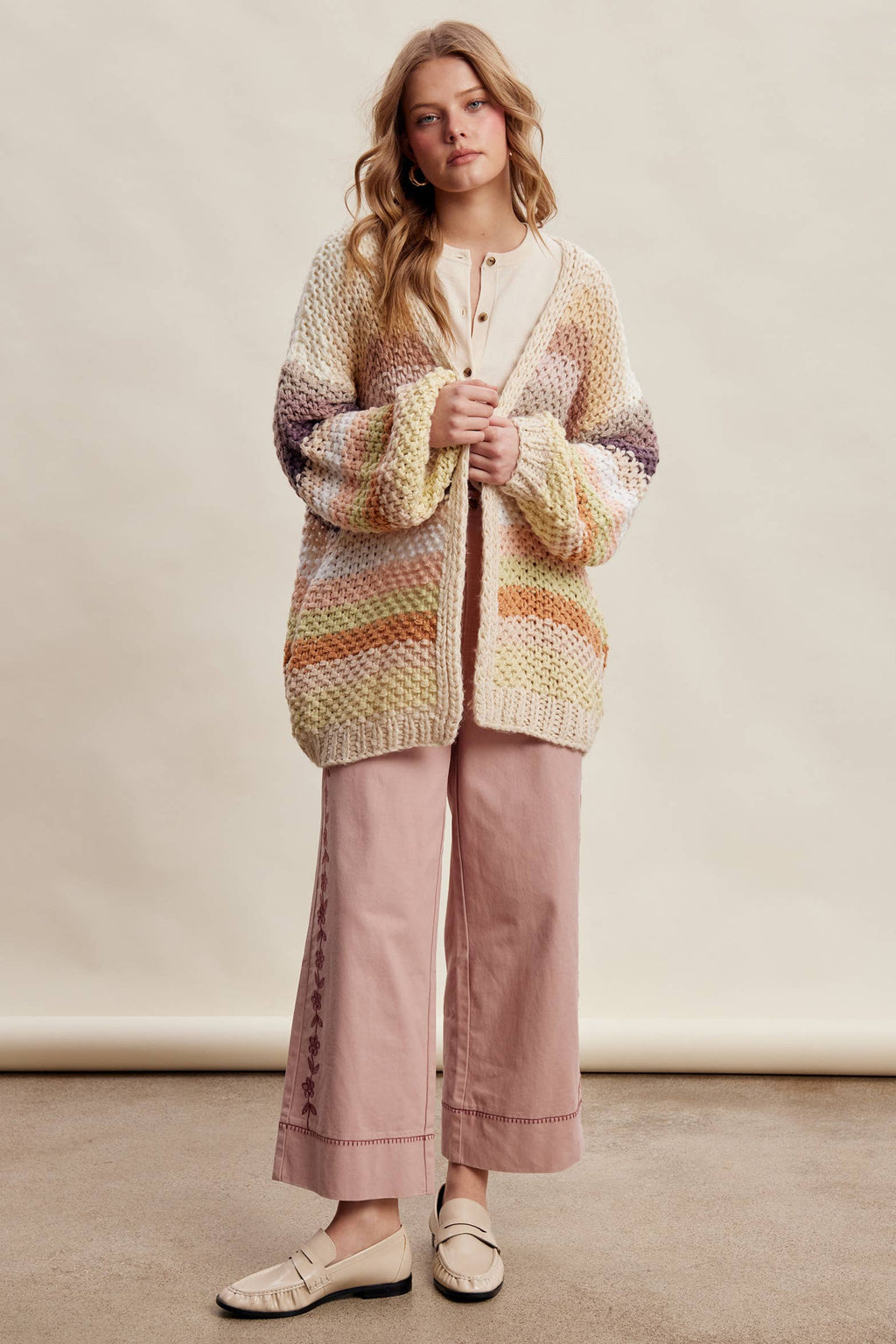 Rainbow Hand-Crochet Open Cardigan LSW0620