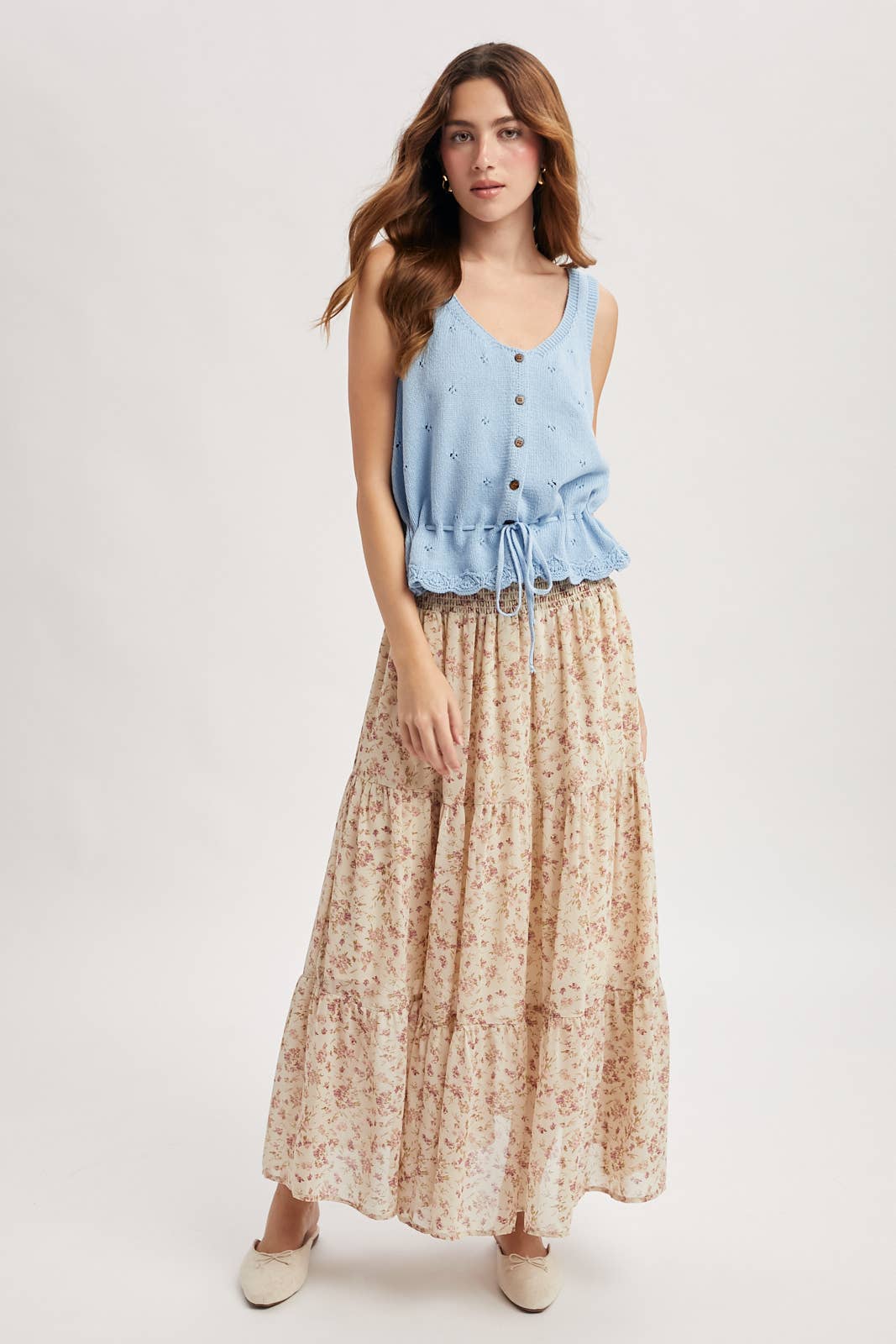 SCALLOP HEM SWEATER TANK TOP / WL25-11932