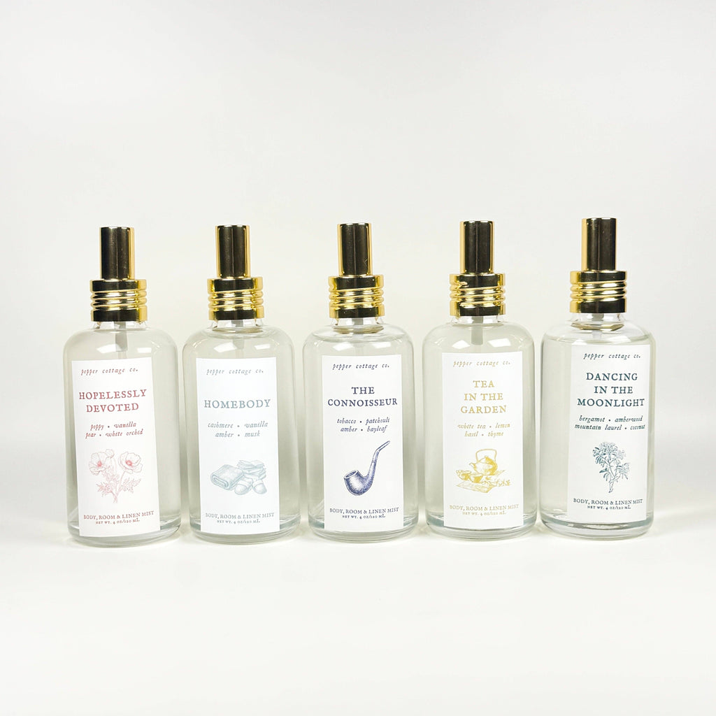 Hopelessly Devoted 4 oz Body, Room, and Linen Mist | Poppy, Pear, Orchid, Vanilla | Floral, Fruity Feminine Body & Room Mist