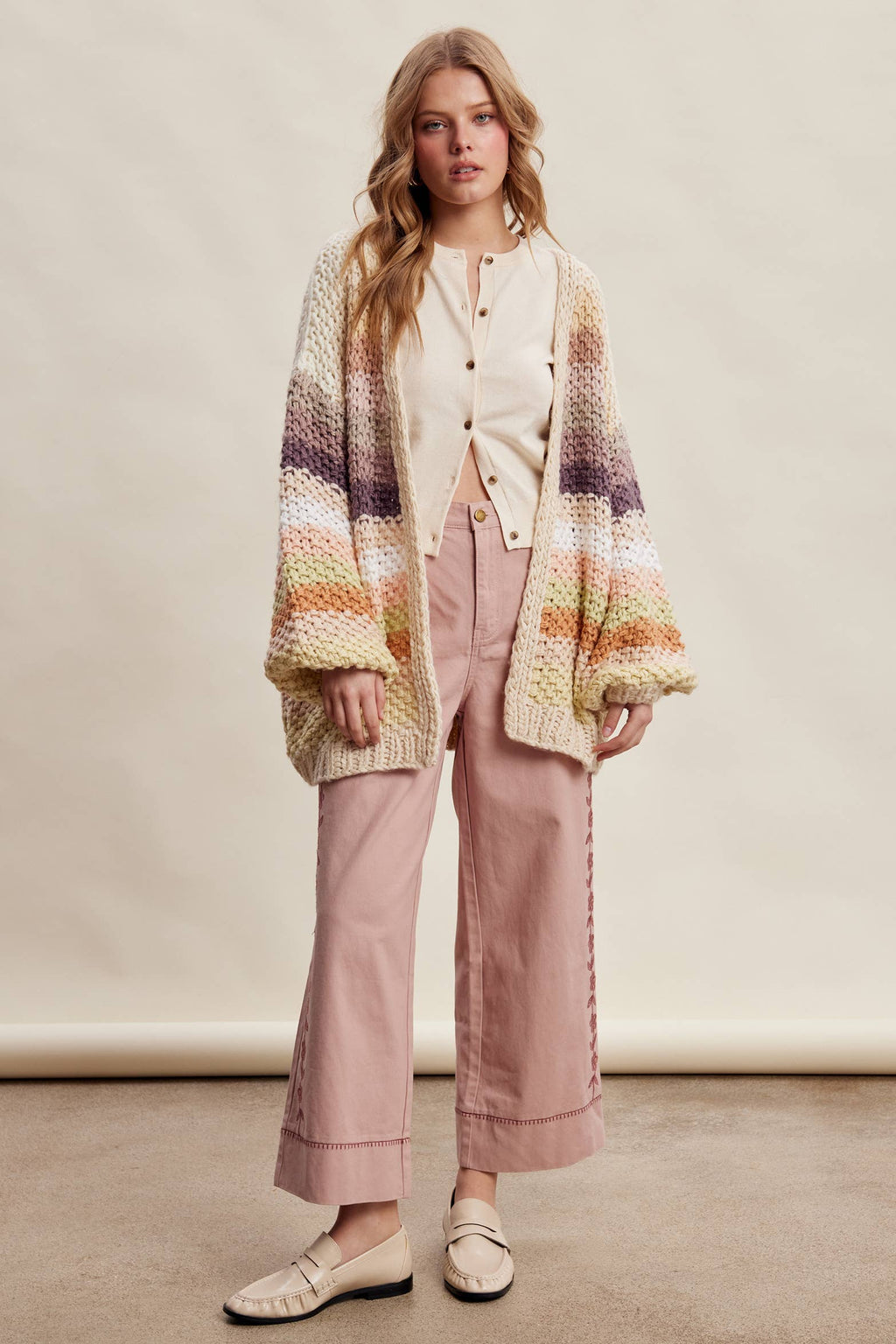 Rainbow Hand-Crochet Open Cardigan LSW0620