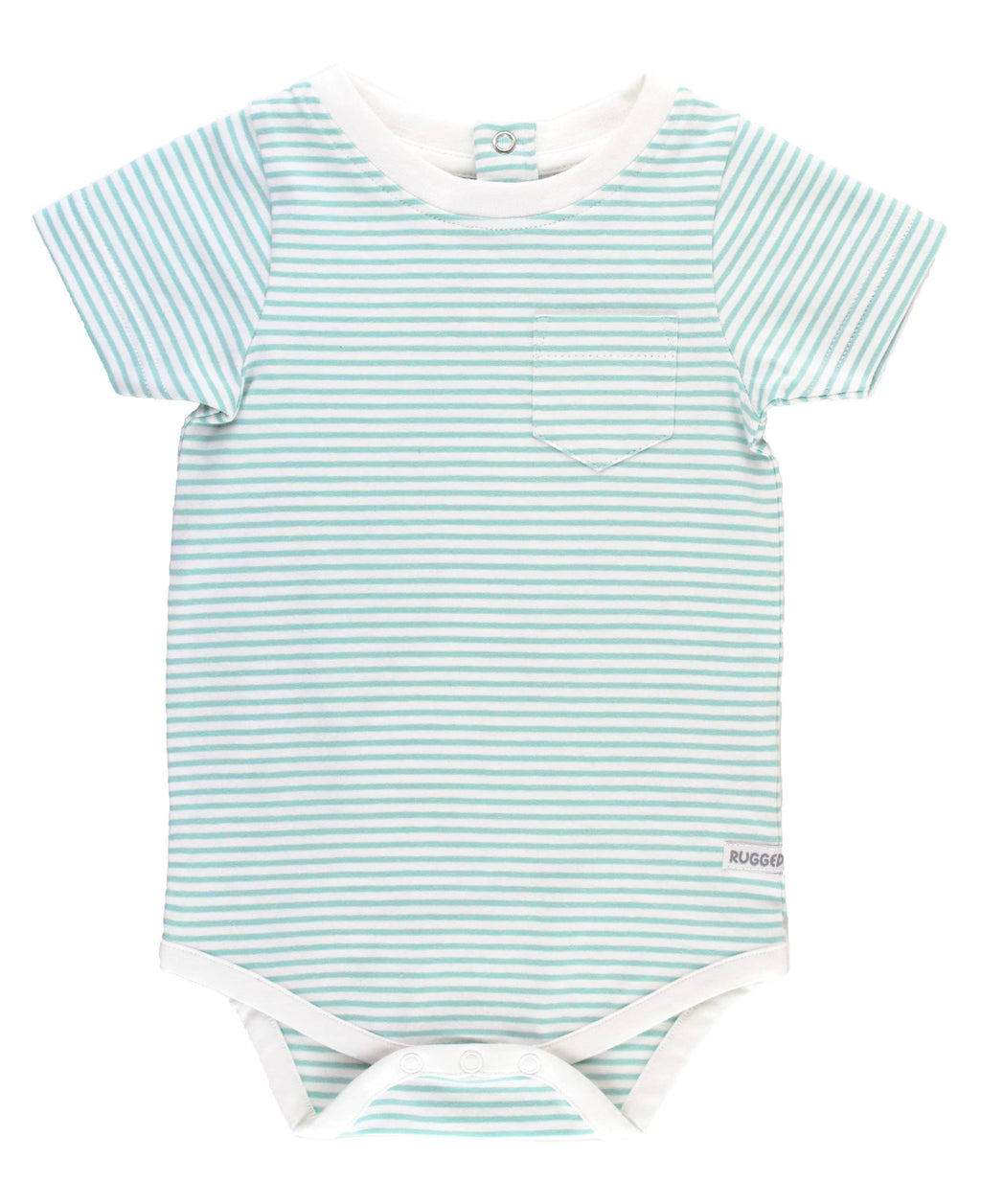 Baby Boys Vintage Aqua Stripe Short Sleeve Pocket Bodysuit