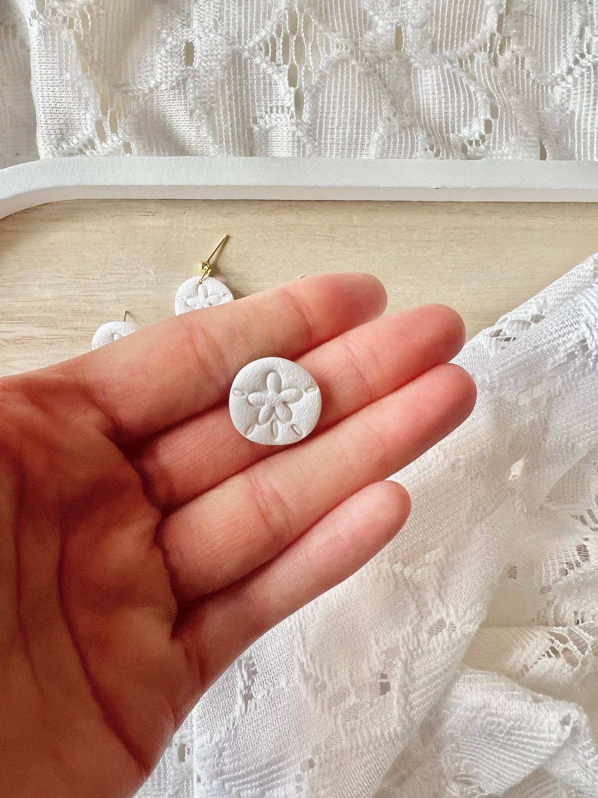 Sand Dollar Clay Earrings