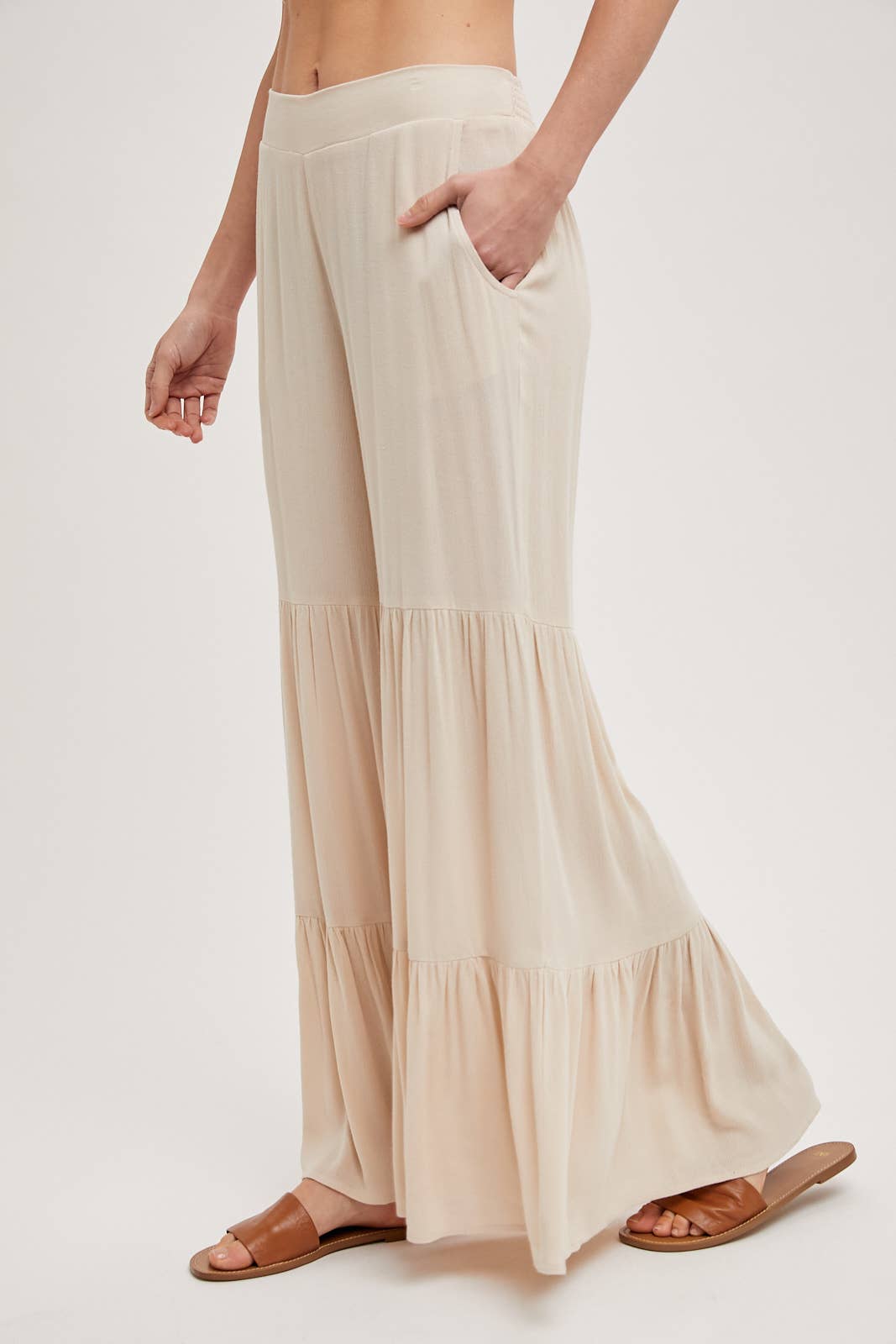 TIERED WIDE LEG PANTS NO LINING