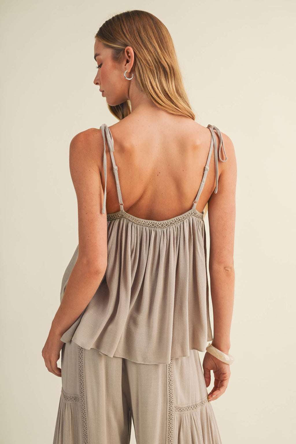 Square-Neck Smocked Bodice Top