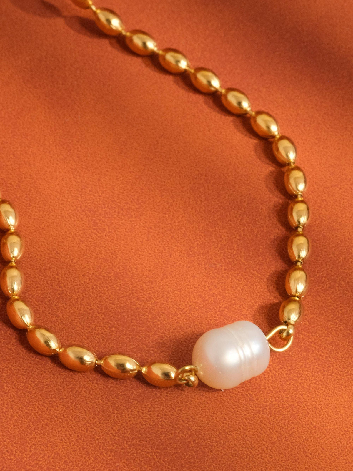 Vigne 18K Gold Non-Tarnish Pearl Ball Chain Necklace