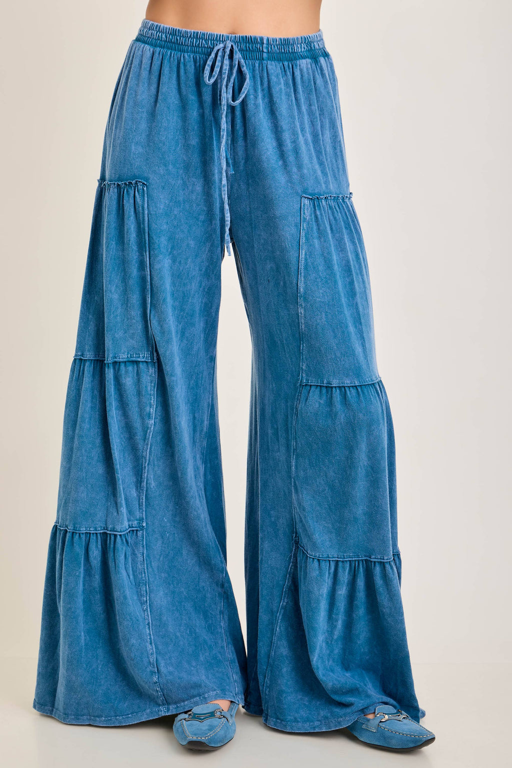 Mineral Washed Tiered Wide Leg Pants HP5033P1