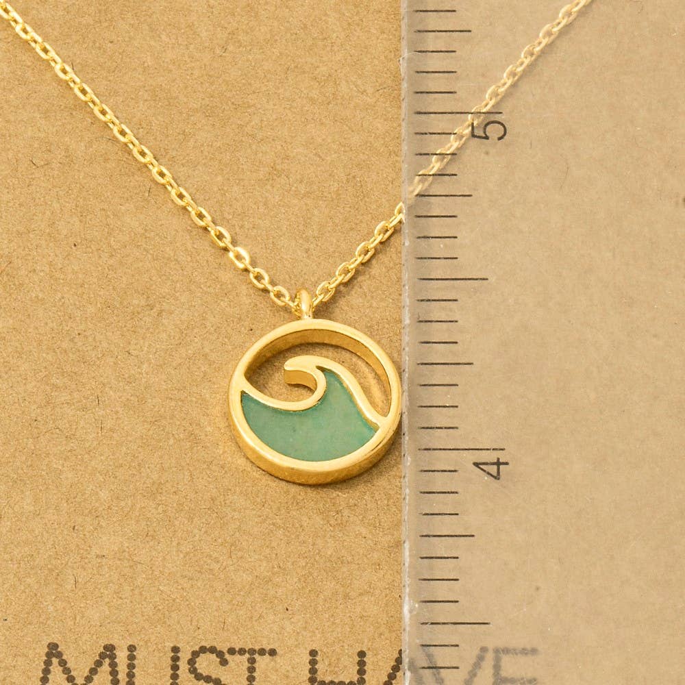 Round Wave Coin Pendant Necklace
