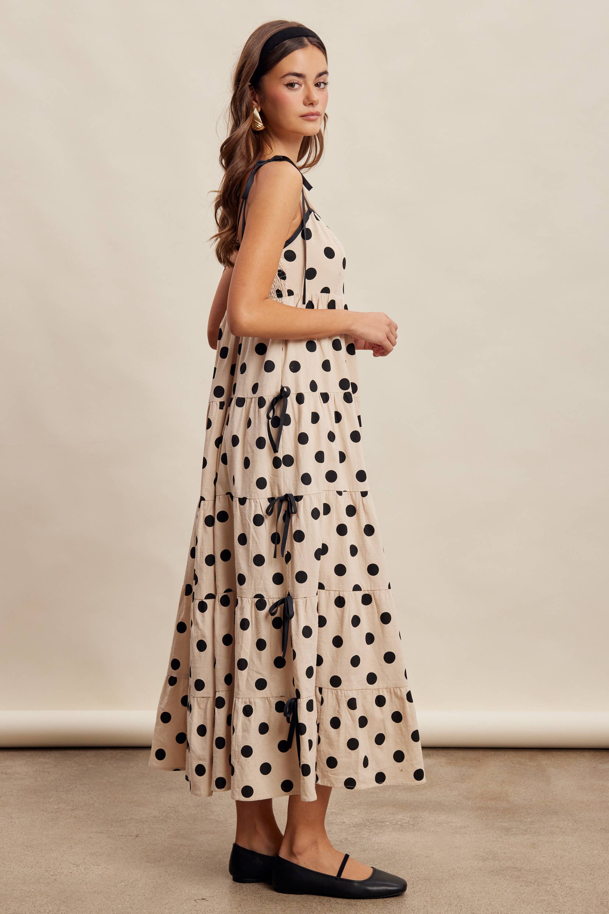Polka Dot Tiered Maxi Dress LD1634