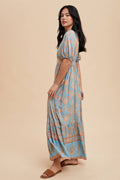 BORDER PRINT MAXI DRESS