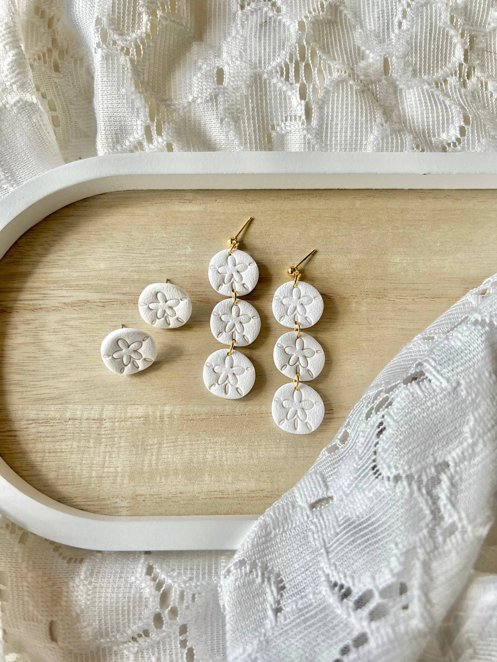 Sand Dollar Clay Earrings