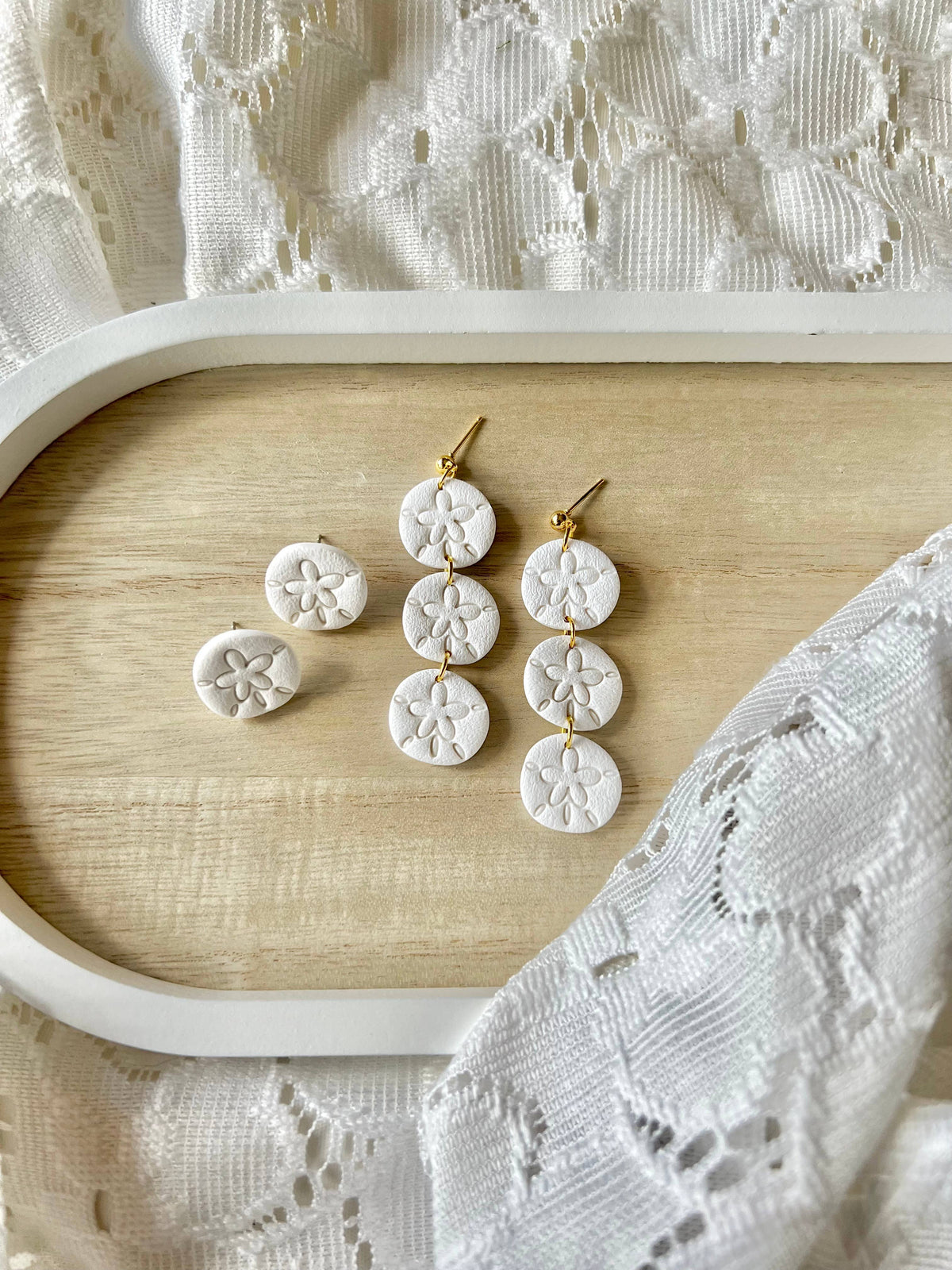 Sand Dollar Clay Earrings