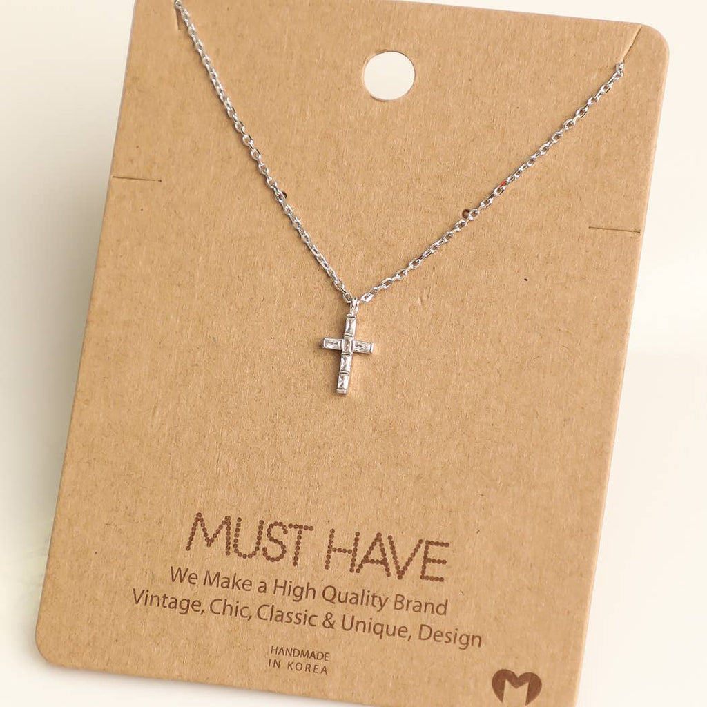 Mini Studded Cross Pendant Necklace