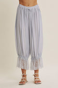 COTTAGE GARDEN CRINKLED LACE HEM LIGHTWEIGHT BLOOMPER PANTS